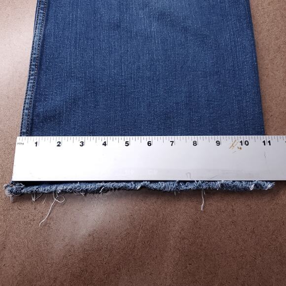 Zara Jeans Women 10 Medium Blue Wide Leg Frayed Hem Retro 70s Casual Skater - Picture 11 of 11